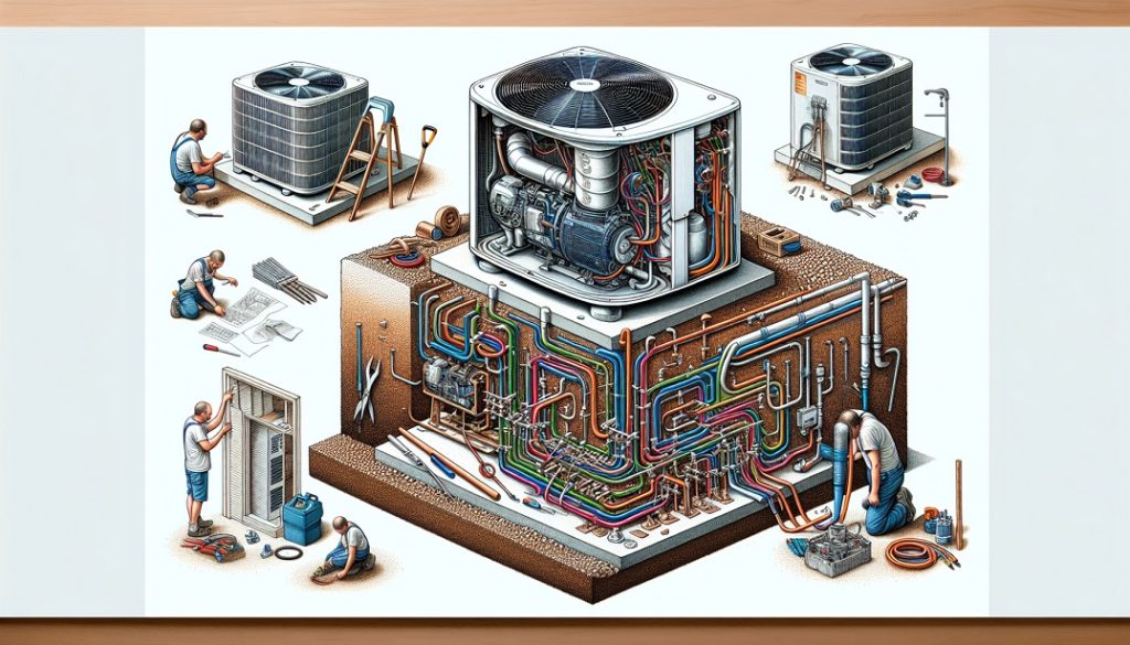 Illustration des étapes clés de l'installation d'une pompe à chaleur