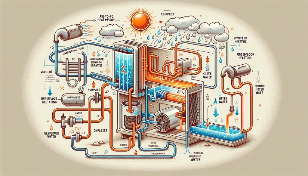 Schéma de fonctionnement d'une pompe à chaleur air-eau